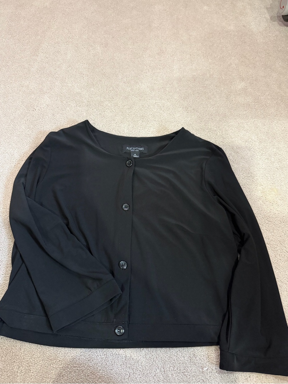 Perceptions Black Button-Front Lightweight Top